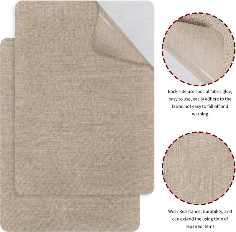 EMORBALS 2Pcs 8 * 11Inch Couch Patches Repair Fabric, Self-Adhesive Couch Repair Patch with Strong Glue, Repair Patch for Sofa, Tote Bags, Car Seats, Furniture,Etc（Beige - Image 3